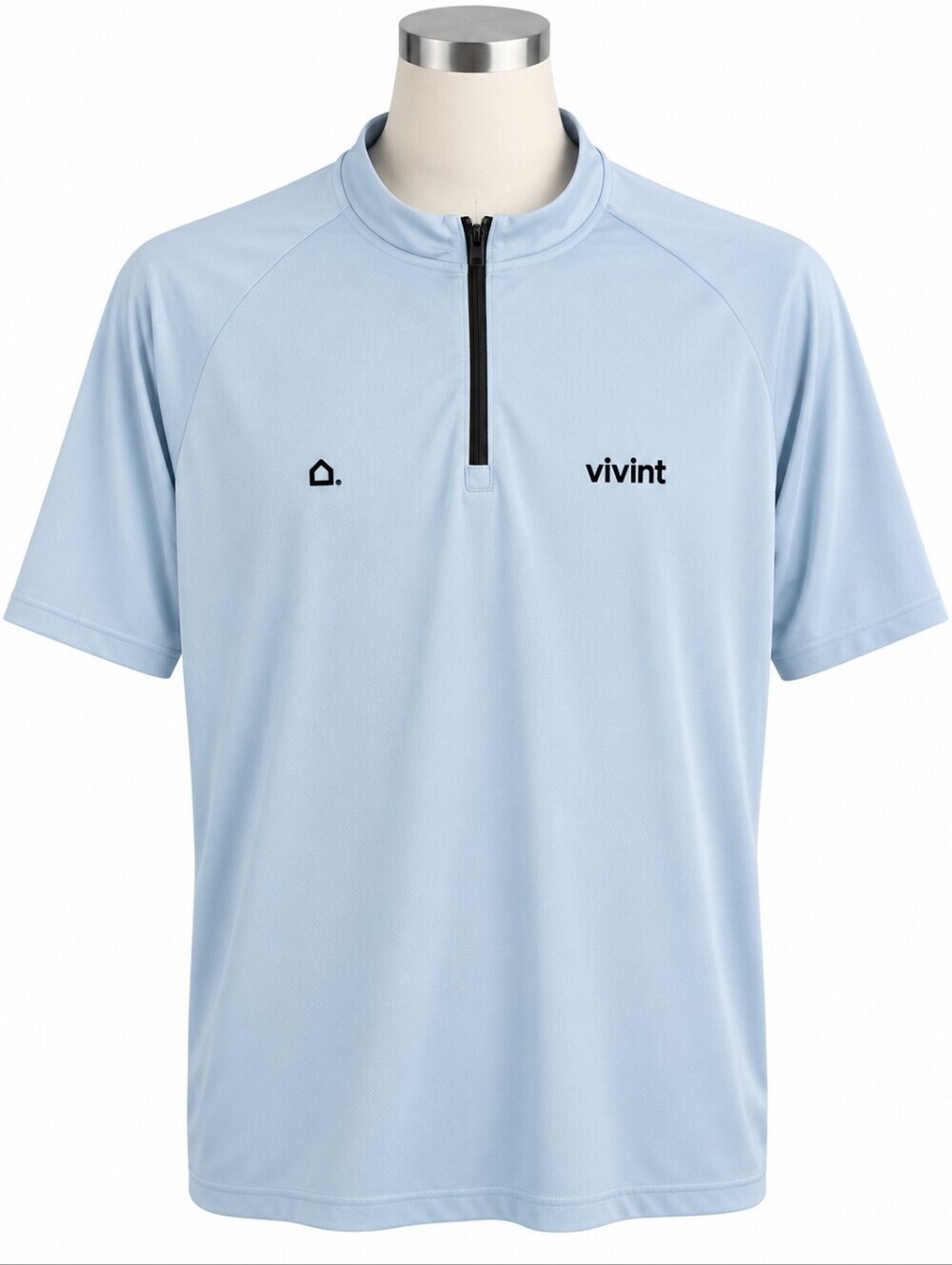 Vivint Men's Light Blue Short Sleeve 1/4 Zip Cycling Jersey Sz L Casual Golf